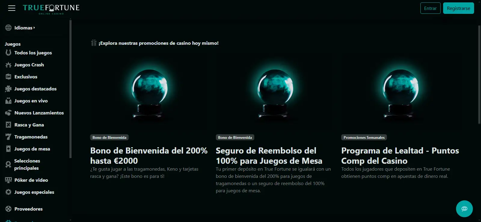 Bono de True Fortune: bienvenida 200% hasta €2000 y condiciones